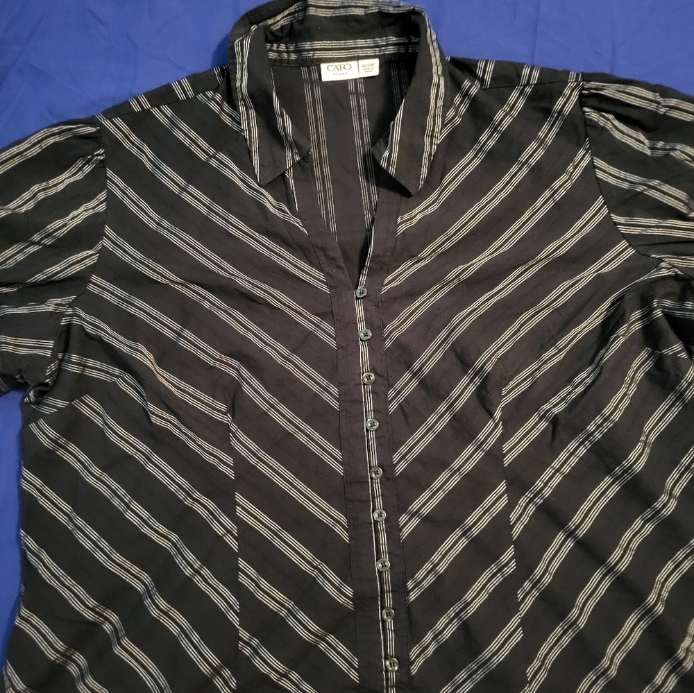 Black with silver stripes shirt